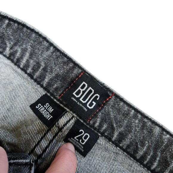 BGG Urban Outfitters Size 29 Straight Jean Black Button Fly Distressed High Rise - Picture 11 of 16